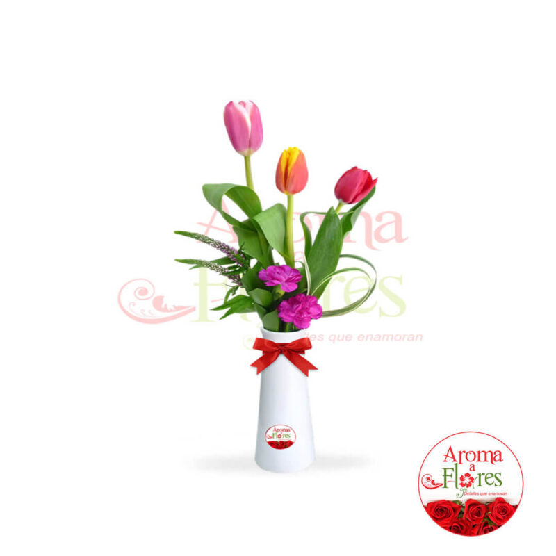 florero tres tulipan aroma a flores