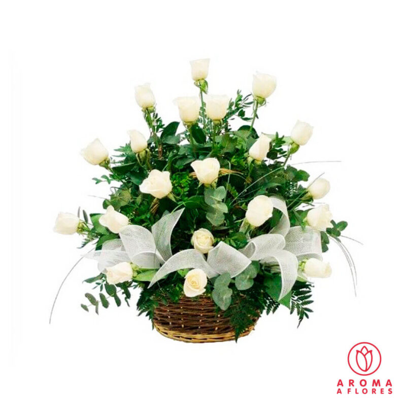 Cesta-20-rosas-blancas-aromaaflores