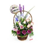 Cesta 6 rosas blush