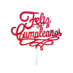 Topper feliz cumpleaños rojo
