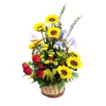 Canasta girasoles y rosas