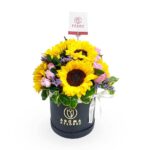 Box girasoles y mini rosas