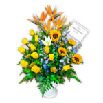 Copón girasoles y rosas
