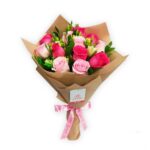Ramo 12 rosas fucsia y rosada