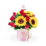 Box 12 rosas y 6 girasoles
