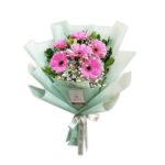 Ramo 6 Gerberas rosadas y Gibson
