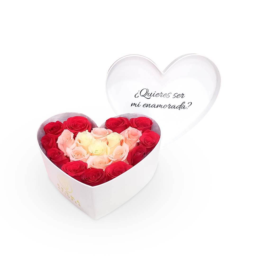 Box Corazón 20 Rosas Aroma A Flores