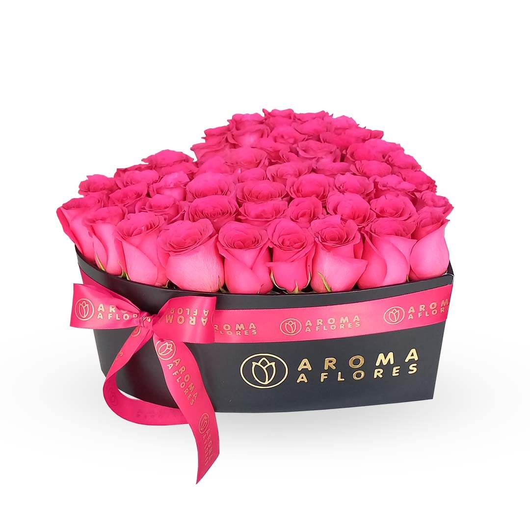 Box Corazón 50 Rosas Aroma A Flores