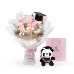 Ramo 12 rosas panda graduado