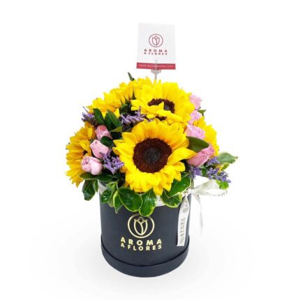 Box girasoles y mini rosas