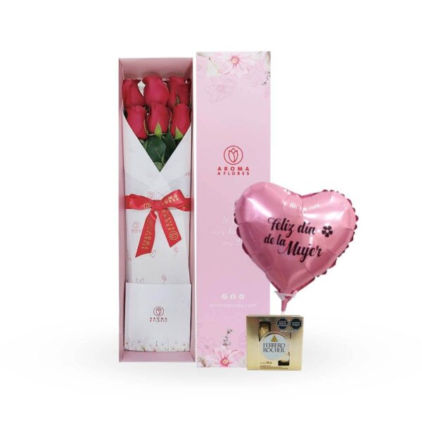 Caja 6 rosas Mujer