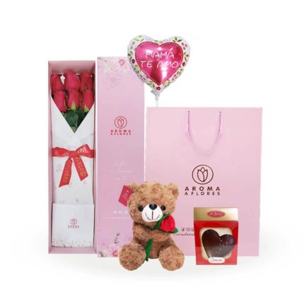 Caja 6 rosas Mamá