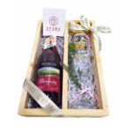 Caja pino vino y copa