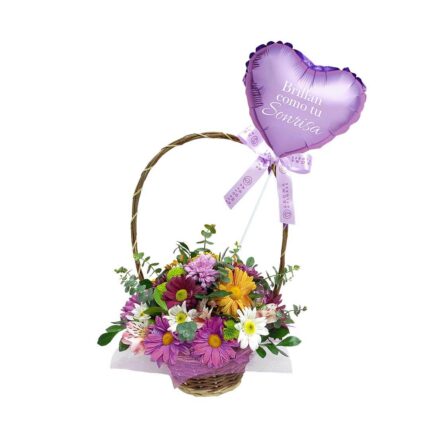 Cesta margaritas Mix y globo