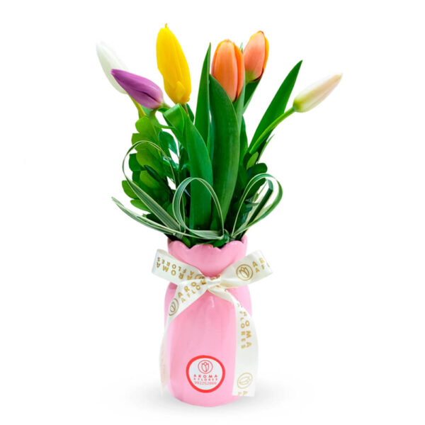Florero vintage 6 tulipanes mamá