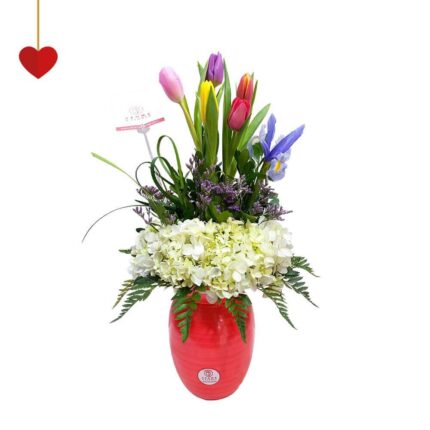 Florero 5 Tulipanes y hortensia