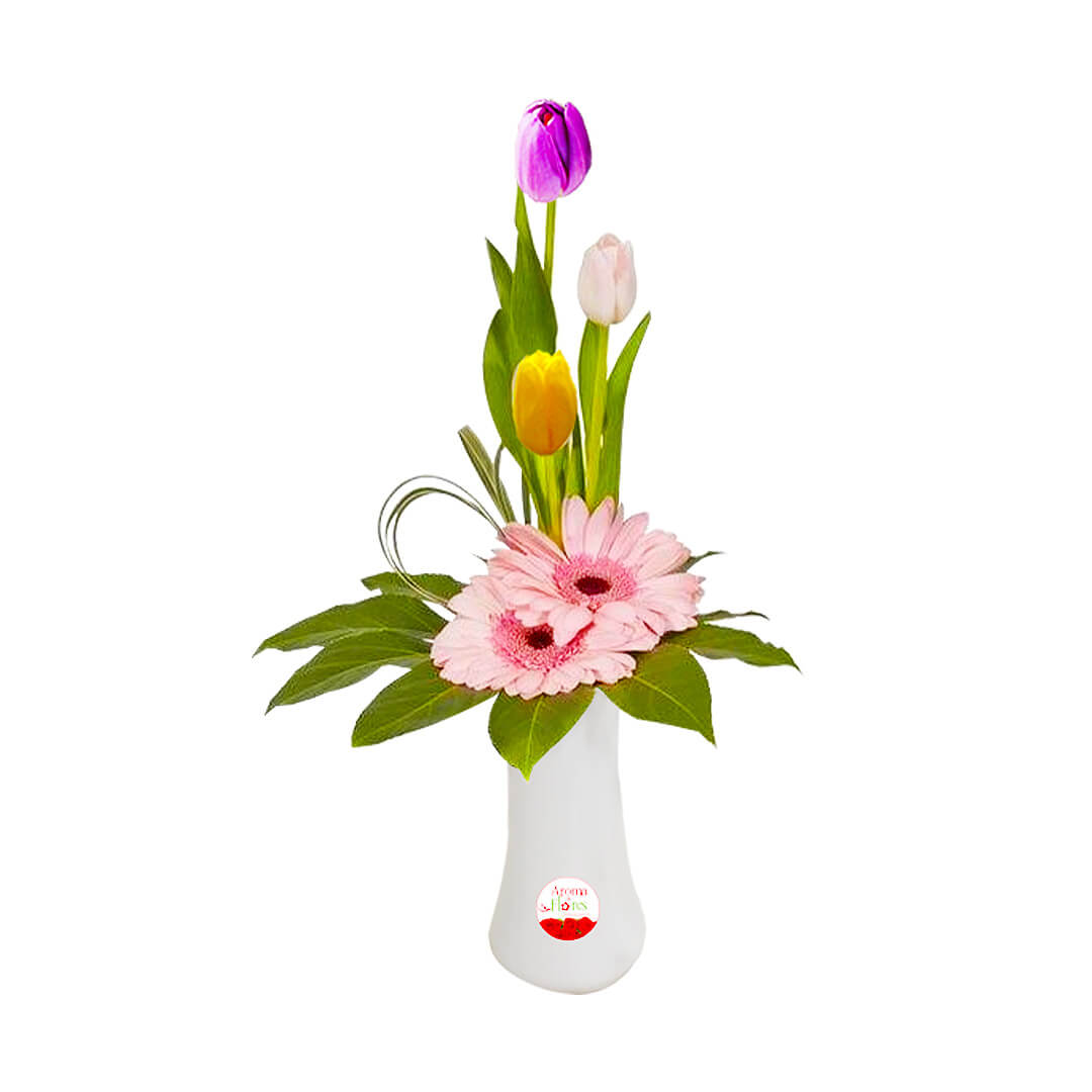 Florero-Gerberas-y-Tulip.jpg Florero Gerberas y Tulip - Imagen 1