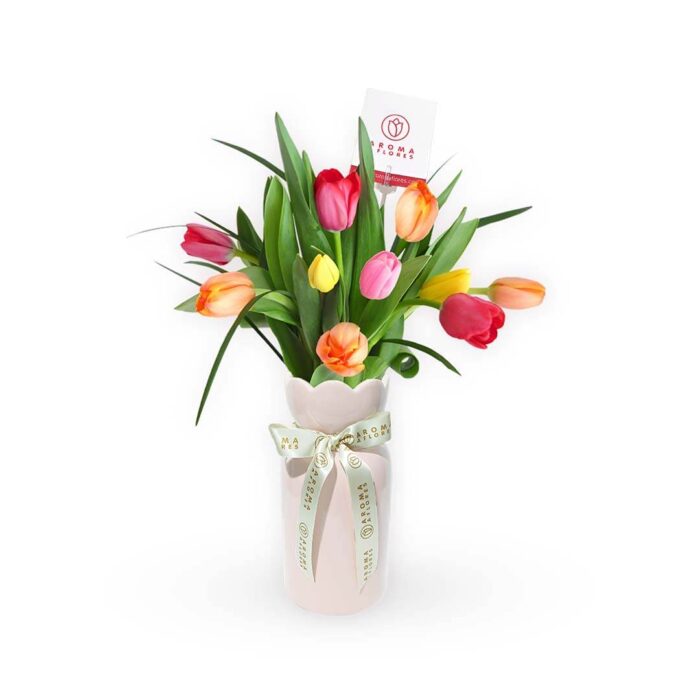 Florero vintage 10 tulipanes - Imagen 2