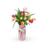 Florero vintage 10 tulipanes