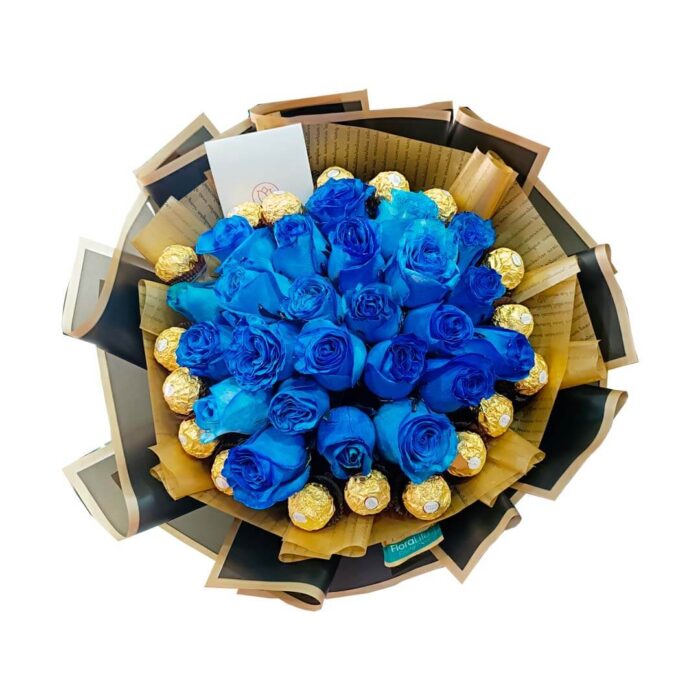 Ramo 24 rosas azules y 18 FR - Imagen 2