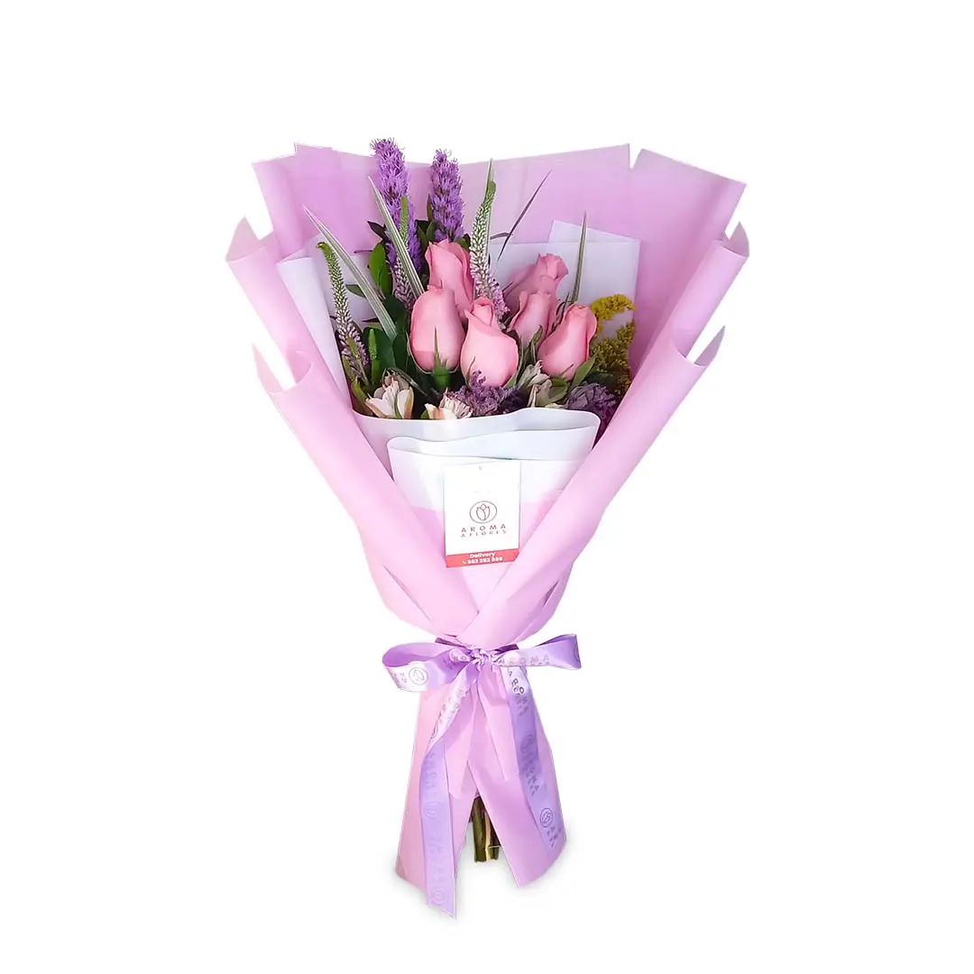 Ramo-6-rosas-purple Ramo-6-rosas-purple-Aroma-a-flores