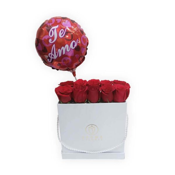 Box 10 rosas y globo