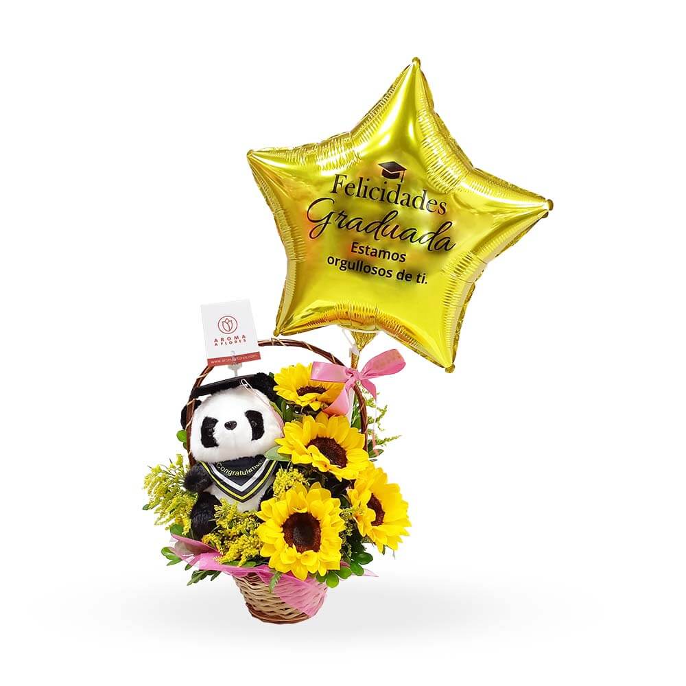 canasta-girasol-graduado-1-1.jpg Cesta girasoles panda graduado - Imagen 1