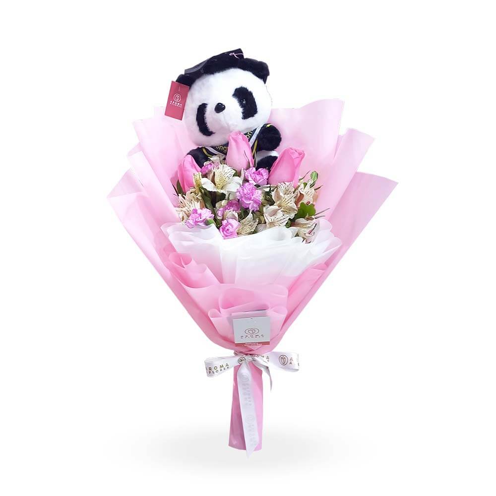 ramo-3-rosas-panda-graduado-1.jpg Ramo 03 rosas panda graduado - Imagen 1