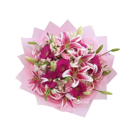 Ramo 6 gerberas y lilium Aroma a flores