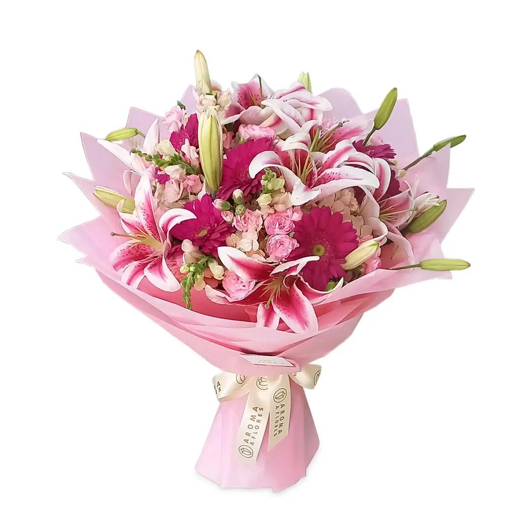 ramo-6-gerberas-y-lilium ramo 6 gerberas y lilium-Aroma-a-flores