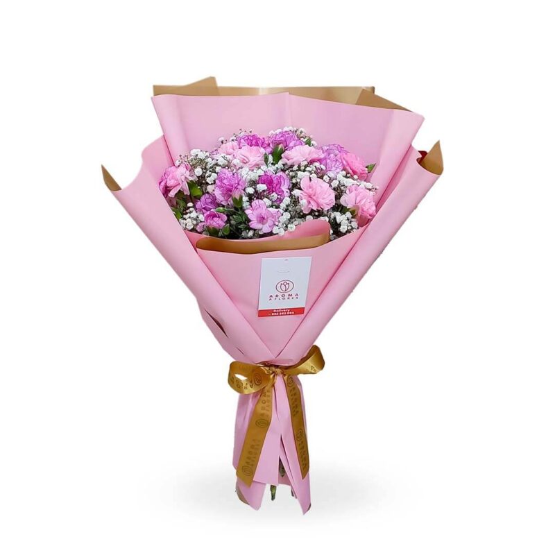Ramo-Petit-claveles-lila-y-rosado-aroma-a-flores