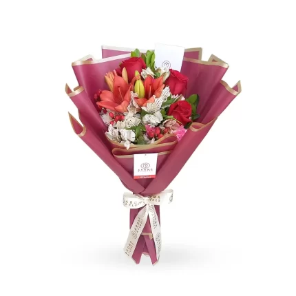 Ramo-3 rosas-lirios-Aroma-a-flores